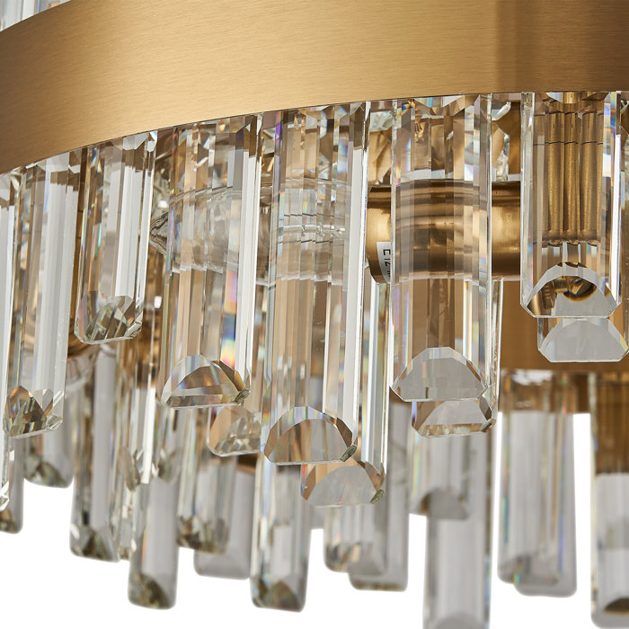 Everly Quinn Marais Dimmable Gold Round K9 Crystal Hanging Light Modern